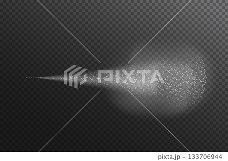 Steam mist water, airy water spray isolated on black transparent background. Vector Realistyc illustration. 133706944