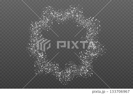 Realistic Powder sugar or salt texture, particles. Vector illustration isolated on dark grey background 133706967