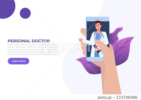 Medical online conference, Doctor Distant online consultation concept. Flat Vector Illustration Medical online conference, Doctor Distant online consultation concept. Flat Vector Illustration 133706986
