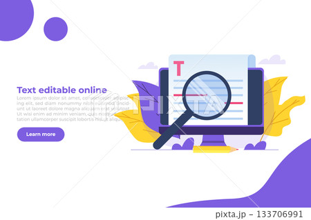 Editable online document. Creative writing and storytelling, copywriting . Online education, distant learning concept. Vector illustration. Editable online document. Creative writing and storytelling, copywriting . Online education, distant learning concept. Vector illustration. 133706991