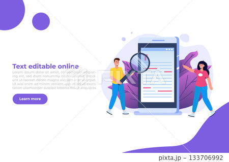 Editable online document. Creative writing and storytelling, copywriting . Online education, distant learning concept. Vector illustration. Editable online document. Creative writing and storytelling, copywriting . Online education, distant learning concept. Vector illustration. 133706992