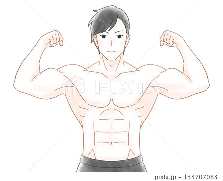 筋肉ムキムキの男性 水彩風イラスト 筋肉ムキムキの男性 水彩風イラスト 133707083