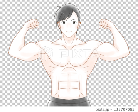 筋肉ムキムキの男性 水彩風イラスト 筋肉ムキムキの男性 水彩風イラスト 133707083
