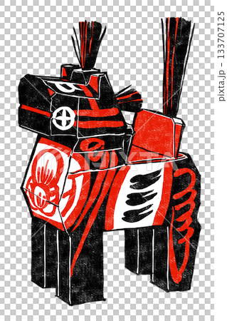 傳統手工藝品 Miharu Koma 黑馬印花風格 紅黑 133707125