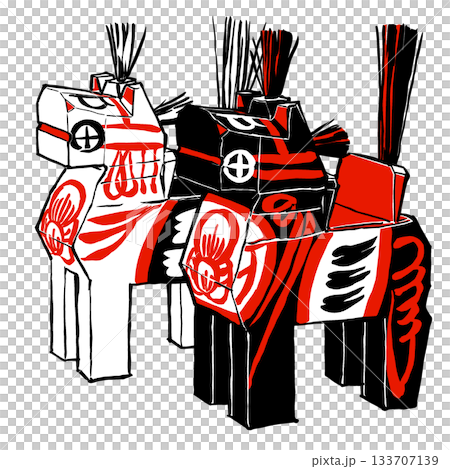 傳統手工藝品:黑白三春駒,紅黑毛筆繪 傳統手工藝品:黑白三春駒,紅黑毛筆繪 133707139