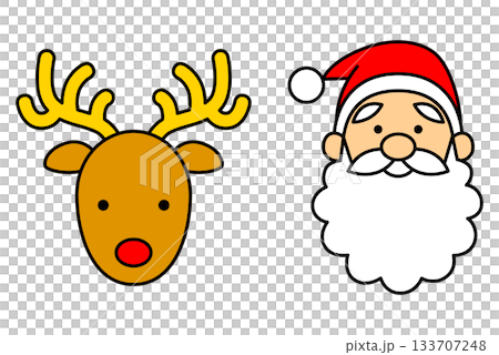 Santa Claus and reindeer faces 133707248