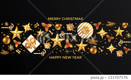 Holiday New year card - 2019 on black background 6 133707576