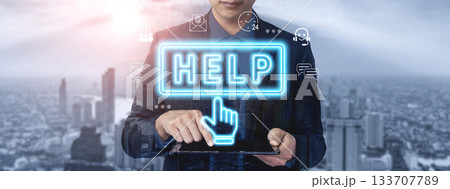 Digital customer support and help desk service concept Parse 133707789