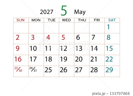 2027年カレンダー5月 2027年カレンダー5月 133707868