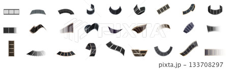 old frame cinematic icons set. Set of film strip icons showing different shapes and styles 133708297