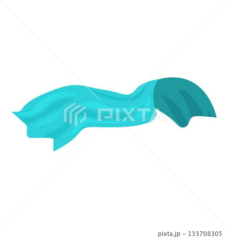 Light blue waving ribbon flag fluttering in the wind 133708305