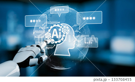 AI Brain Processing Data with Generative Artificial Intelligence Concept. Kernel 133708455