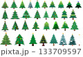 Set of 33 Stylized Christmas Tree Illustrations 133709597