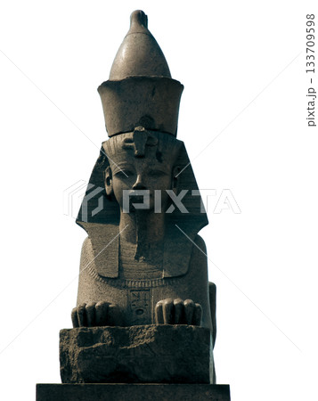 Ancient Egyptian Sphinx Statue with Pharaoh Headdress and Crown Ancient Egyptian Sphinx Statue with Pharaoh Headdress and Crown 133709598