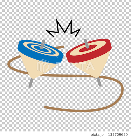赤色と青色のこまのイラスト 赤色と青色のこまのイラスト 133709630