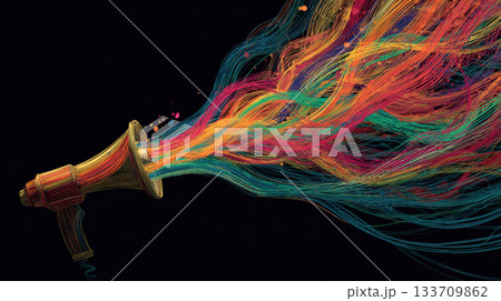 Megaphone, colorful, abstract, line, flowing Vibrant abstract lines flow energetically from Megaphone, colorful, abstract, line, flowing Vibrant abstract lines flow energetically from 133709862