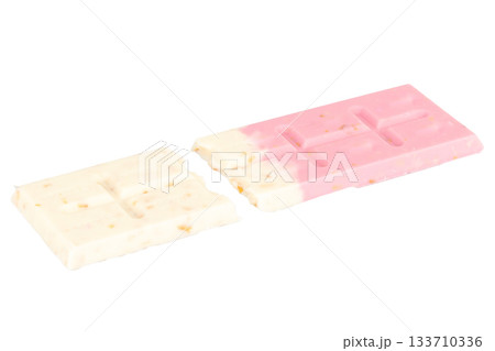 Chocolate broken milk flavor pink white on white background Chocolate broken milk flavor pink white on white background 133710336