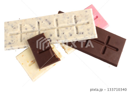 Chocolate broken milk flavor pink white pile fullcolor on white background 133710340