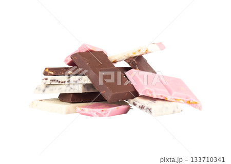 Chocolate broken milk flavor pink white pile fullcolor on white background 133710341