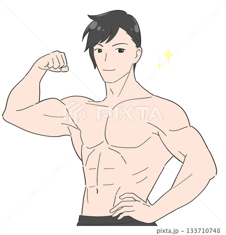筋肉ムキムキの男性　イラスト 133710748