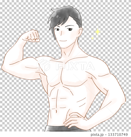 筋肉ムキムキの男性 水彩風イラスト 筋肉ムキムキの男性 水彩風イラスト 133710749