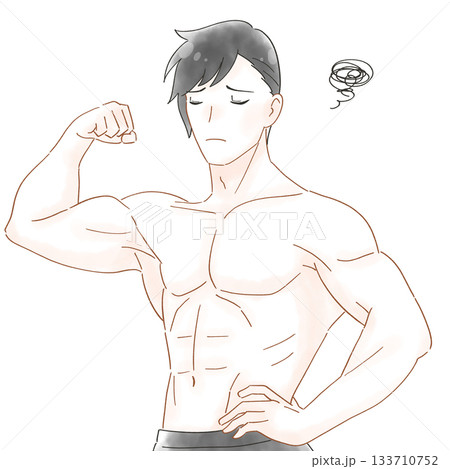 筋肉ムキムキの男性 水彩風イラスト 筋肉ムキムキの男性 水彩風イラスト 133710752
