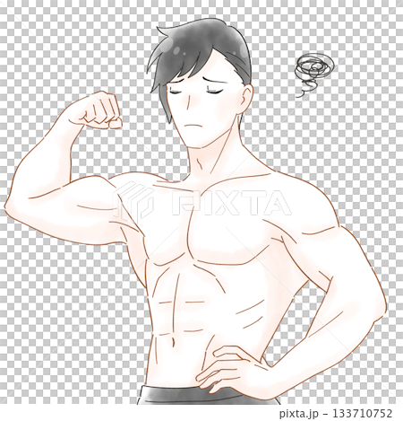 筋肉ムキムキの男性 水彩風イラスト 筋肉ムキムキの男性 水彩風イラスト 133710752