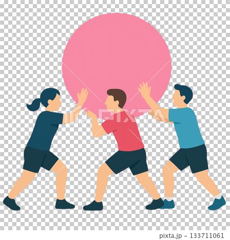 キンボールでボールを運ぶ人のイラスト 133711061