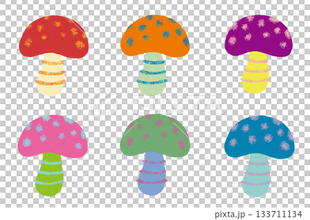 Colorful mushroom illustration, fly agaric image, clip art, illustration, png set Colorful mushroom illustration, fly agaric image, clip art, illustration, png set 133711134