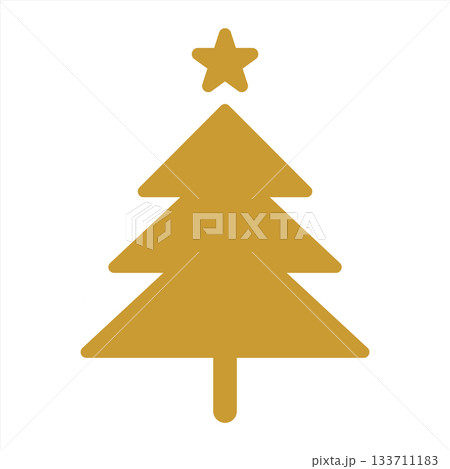 金色のモミの木アイコン クリスマス向けのシンプルでかわいいベクターイラスト おしゃれなシルエット 金色のモミの木アイコン クリスマス向けのシンプルでかわいいベクターイラスト おしゃれなシルエット 133711183