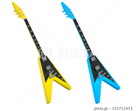 Set of electric acoustic guitar isolated on white transparent background. Set of electric acoustic guitar isolated on white transparent background. 133711453