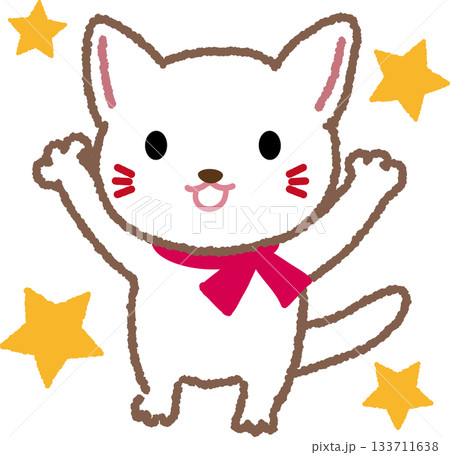 喜んでいる白ねこ 喜んでいる白ねこ 133711638