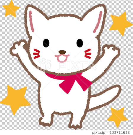喜んでいる白ねこ 喜んでいる白ねこ 133711638