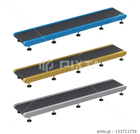 Set of Airport conveyor belt, line or baggage claim area on white background 133711759