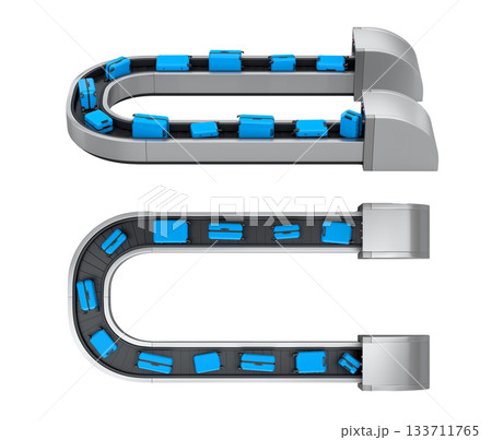 Set of Airport luggage conveyor belt or baggage claim area with suitcases on white. Set of Airport luggage conveyor belt or baggage claim area with suitcases on white. 133711765