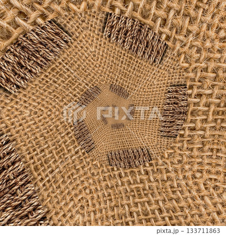 Rustic Jute Fabric Pattern with Woven Burlap Texture craft background. Natural Jute Sack. Organic Burlap Texture for any fashion Design Use 133711863