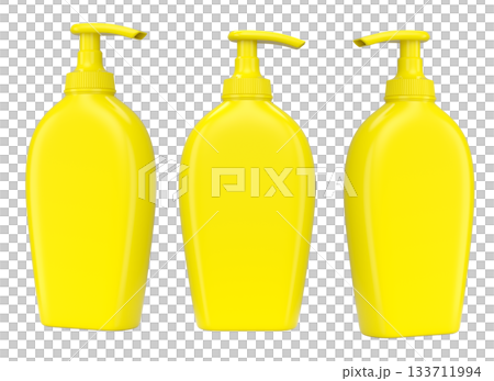 Set of sunscreens bottle or sunblock cream tube on white background. 133711994