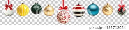 Various Christmas ornaments including baubles, stars, pine cone isolated on white background, New Yeaw and Christmas holidays Various Christmas ornaments including baubles, stars, pine cone isolated on white background, New Yeaw and Christmas holidays 133712024