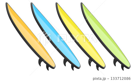Set of surfboard for summer surfing on surf board on white background. Set of surfboard for summer surfing on surf board on white background. 133712086