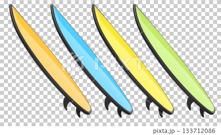 Set of surfboard for summer surfing on surf board on white background. 133712086