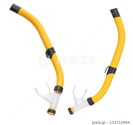 Set of diving mask and snorkel for snorkeling on white background. Set of diving mask and snorkel for snorkeling on white background. 133712094