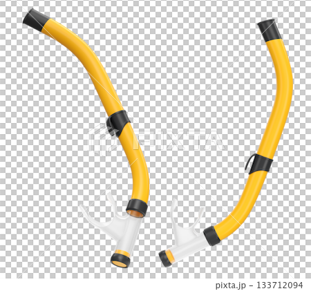 Set of diving mask and snorkel for snorkeling on white background. Set of diving mask and snorkel for snorkeling on white background. 133712094