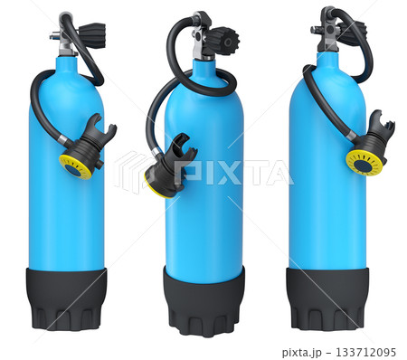 Set of diving tank full oxygen for snorkeling on white background. 133712095