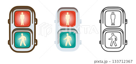 歩行者用信号機(全点灯) 歩行者用信号機(全点灯) 133712367