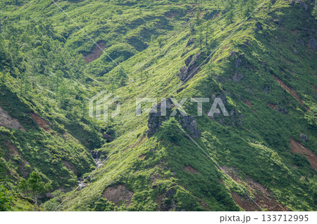 草津町・国道292号見晴台から望む緑豊かな山肌の夏景色 草津町・国道292号見晴台から望む緑豊かな山肌の夏景色 133712995