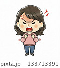 怒って感情を爆発させる女性のイラスト 133713391