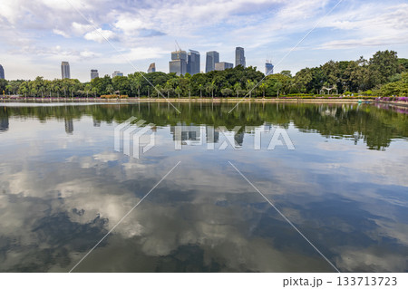 タイ王国バンコクのベンジャキティ公園と高層ビル タイ王国バンコクのベンジャキティ公園と高層ビル 133713723