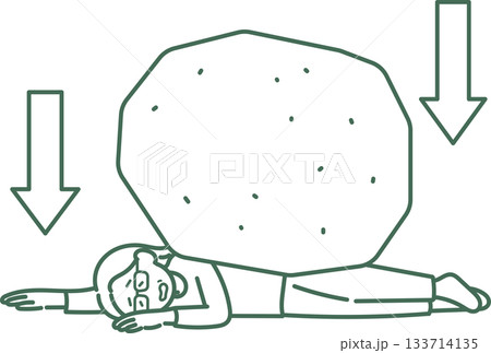 疲労、怠い40代女性のイラスト　線画のみ 133714135