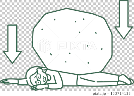 疲労、怠い40代女性のイラスト　線画のみ 133714135