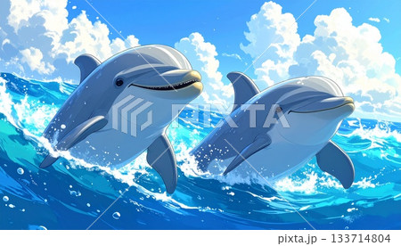 イルカが海の中で笑顔   133714804